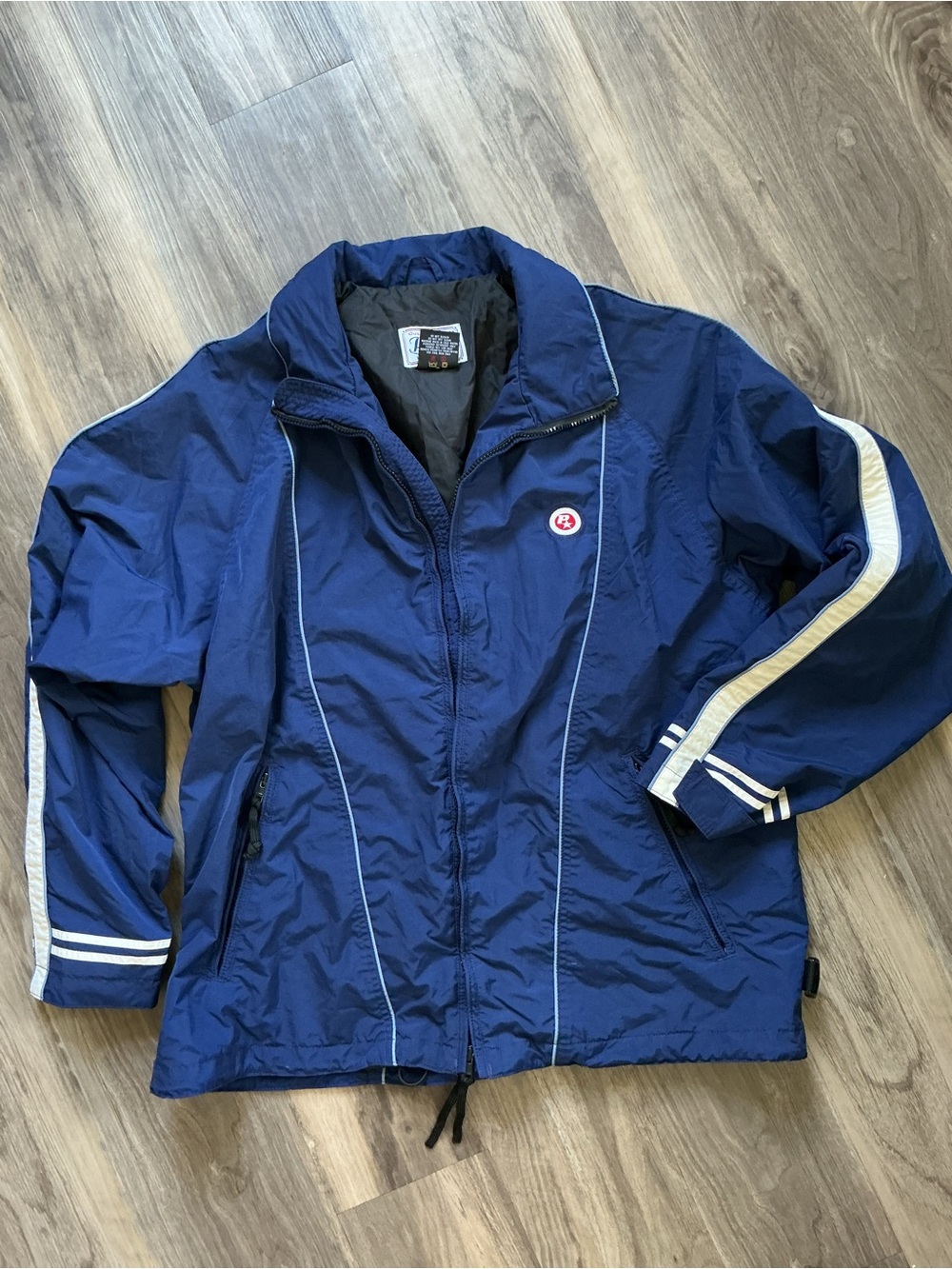 Vintage Pirate Brand Navy Blue Windbreaker Jacket Size Medium Y2K 90s Retro